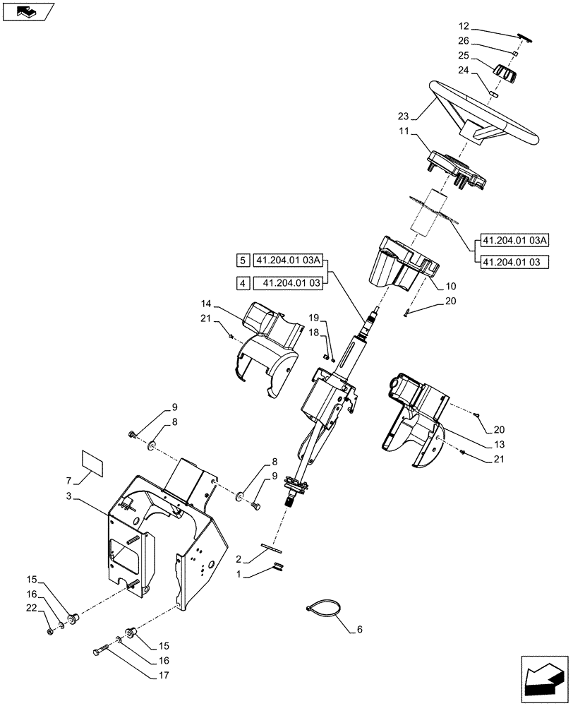 Схема запчастей Case IH PUMA 170 - (41.204.0102) - ABS SYSTEM - STEERING WHEEL AND COLUMN (VAR.743922) (41) - STEERING