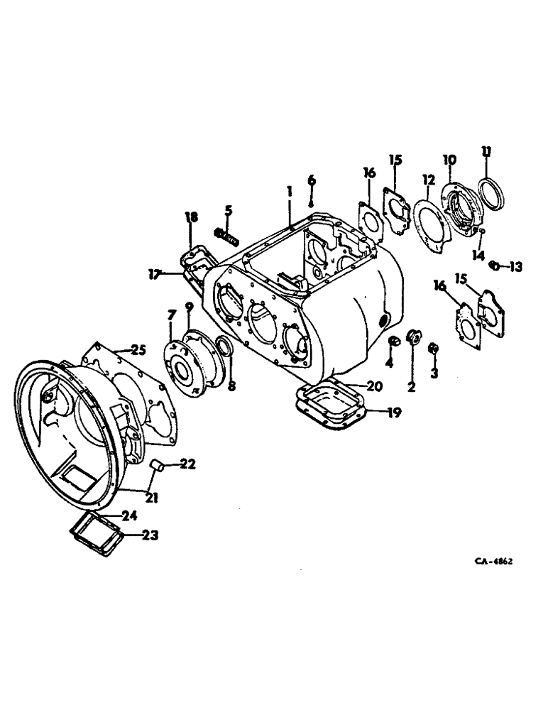 Схема запчастей Case IH 4568 - (07-05) - DRIVE TRAIN, TRANSMISSION HOUSING AND CLUTCH HOUSING (04) - Drive Train