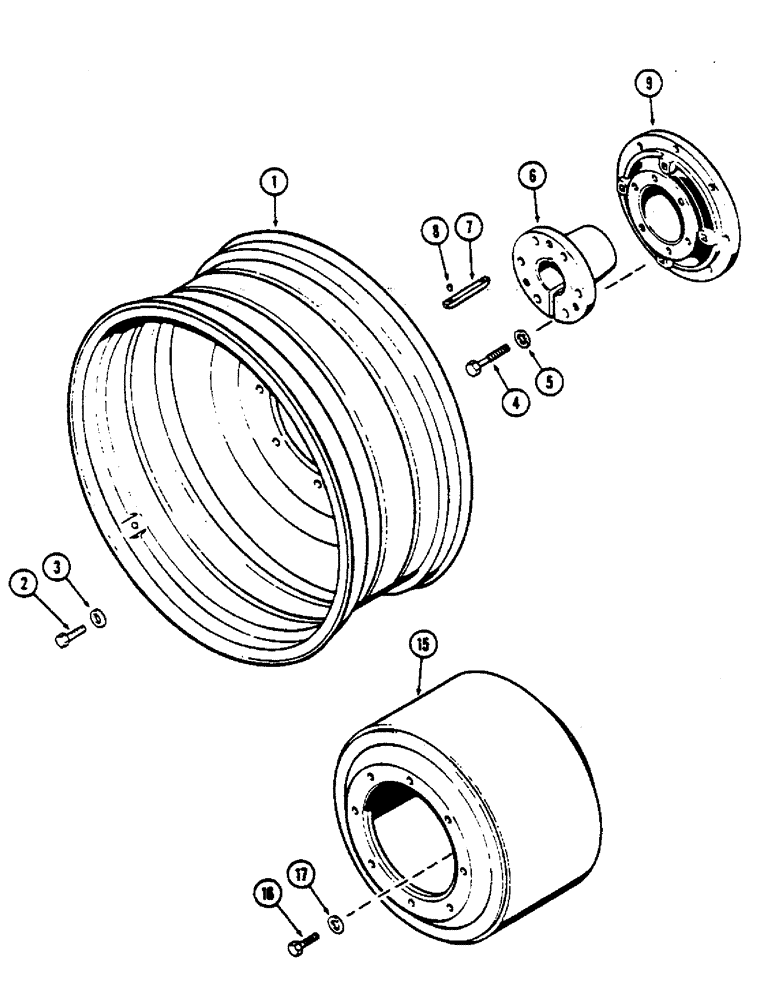 Схема запчастей Case IH 2590 - (6-218) - DUAL REAR WHEELS, STEEL, WITH 38 INCH RIMS (965.20 MM) (06) - POWER TRAIN