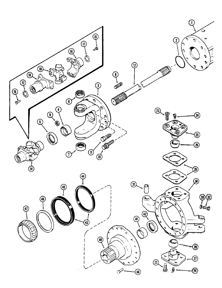 Схема запчастей Case IH 2470 - (250) - REAR AXLE, TRUNNION AND WHEEL SPINDLE, STEERING REAR, PRIOR AXLE SERIAL NO. 10110612 (06) - POWER TRAIN