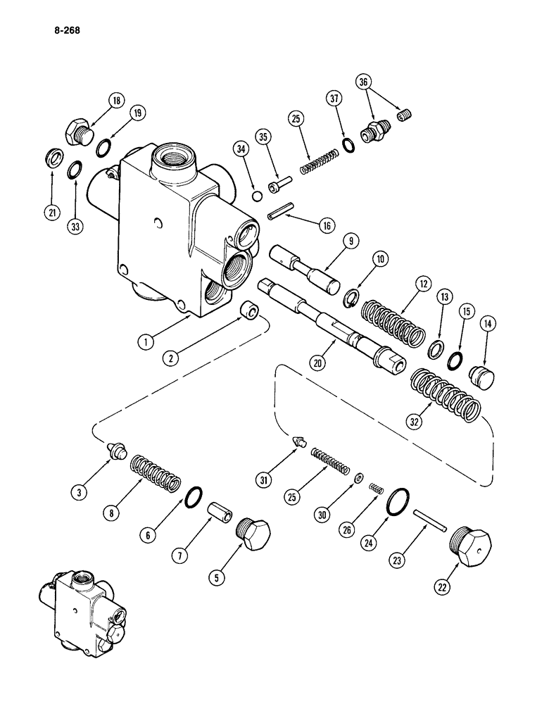 Схема запчастей Case IH 4994 - (8-268) - PTO REGULATOR VALVE (08) - HYDRAULICS