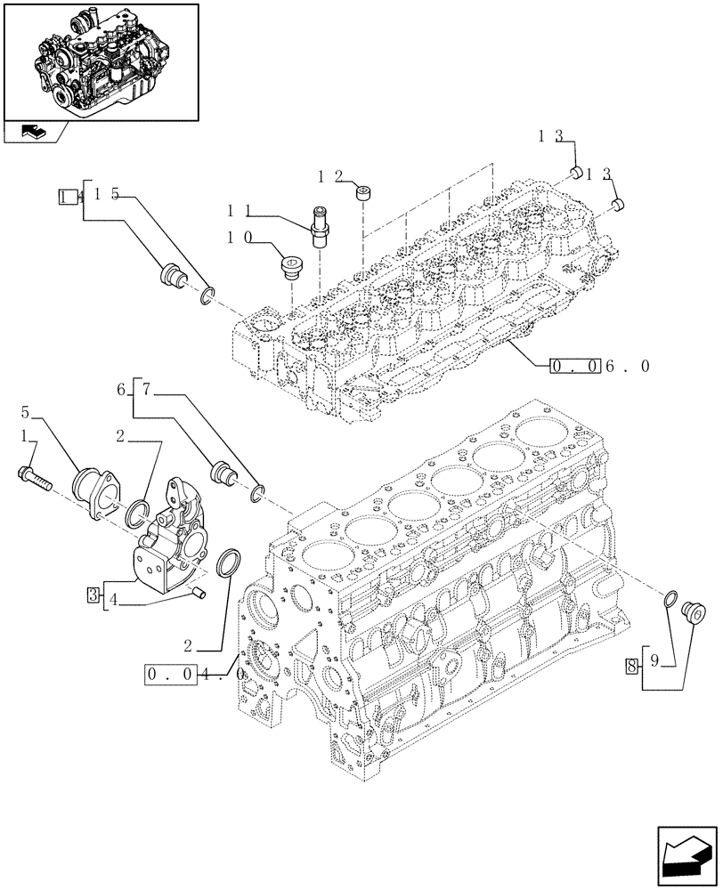 Схема запчастей Case IH F4HE9687S J100 - (0.32.3) - PIPING - ENGINE COOLING SYSTEM (2852921-2856257-2856183-2854490-2855824) 