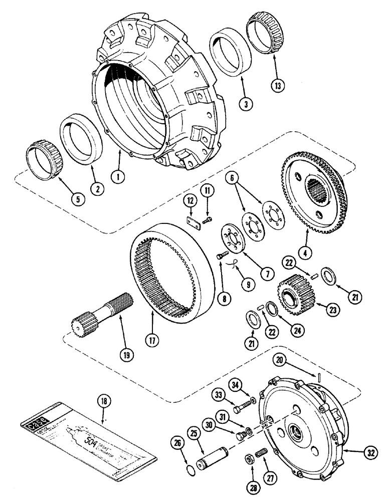 Схема запчастей Case IH 4690 - (6-184) - FRONT AXLE AND DIFFERENTIAL ASSEMBLY, WHEEL HUB AND AXLE PLANETARY (06) - POWER TRAIN