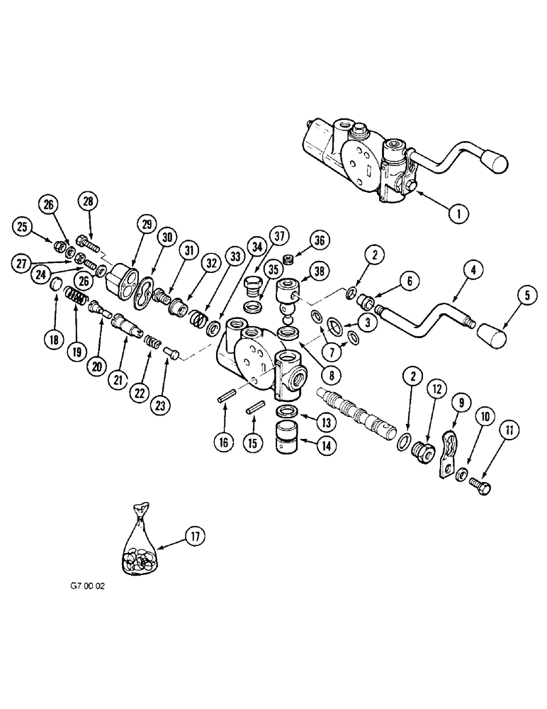 Схема запчастей Case IH 2150 - (8-54[C]) - SINGLE ACTING AUX. HYD. VALVE 1ST BANK, 2150 - (P.I.N. : CGC15014-) (08) - HYDRAULICS