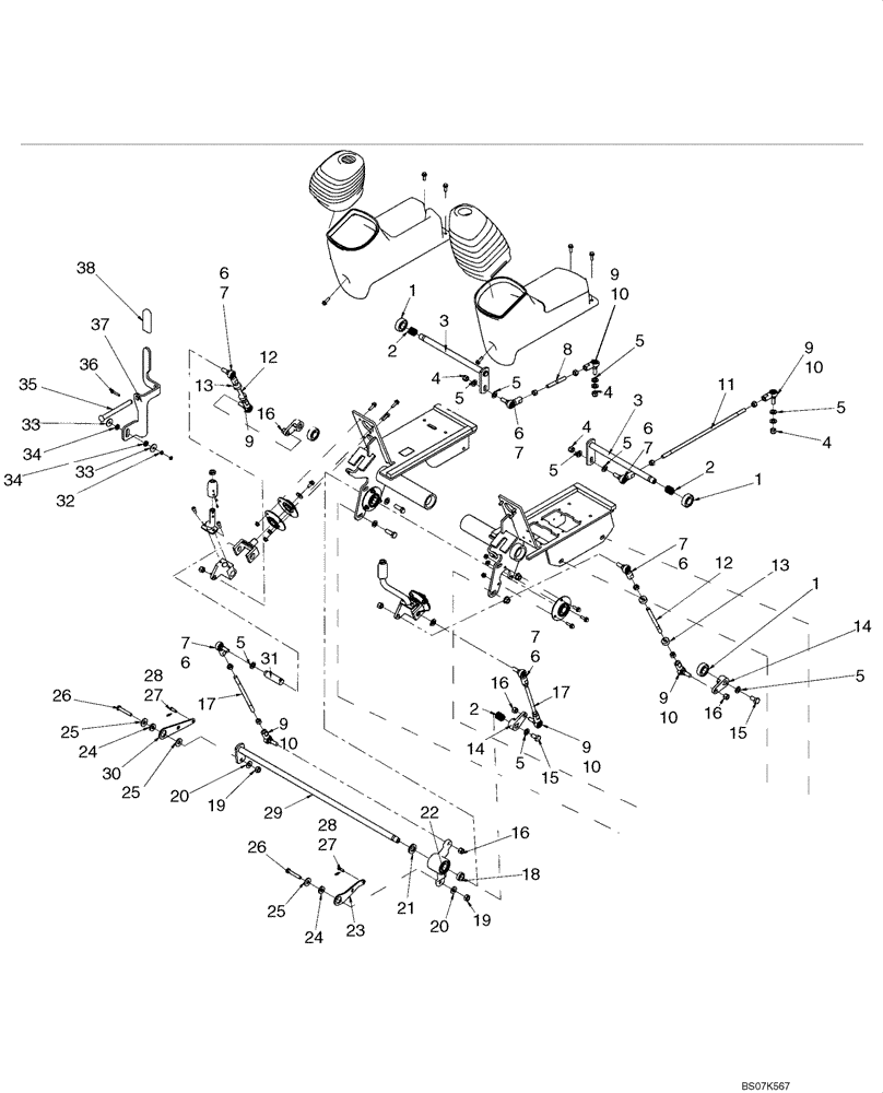 Схема запчастей Case IH 445 - (09-17) - LOADER AND GROUND DRIVE CONTROL - LINKAGE (09) - CHASSIS