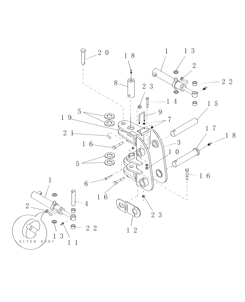 Схема запчастей Case IH 716735016 - (14) - SWING POST & SWING CYLINDERS 