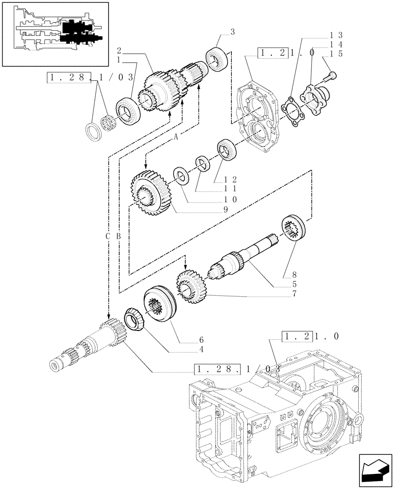 Схема запчастей Case IH MAXXUM 115 - (1.32.1/03) - TRANSMISSION 12X12 (30 KM/H) - REDUCTION GEAR (VAR.330245) (03) - TRANSMISSION