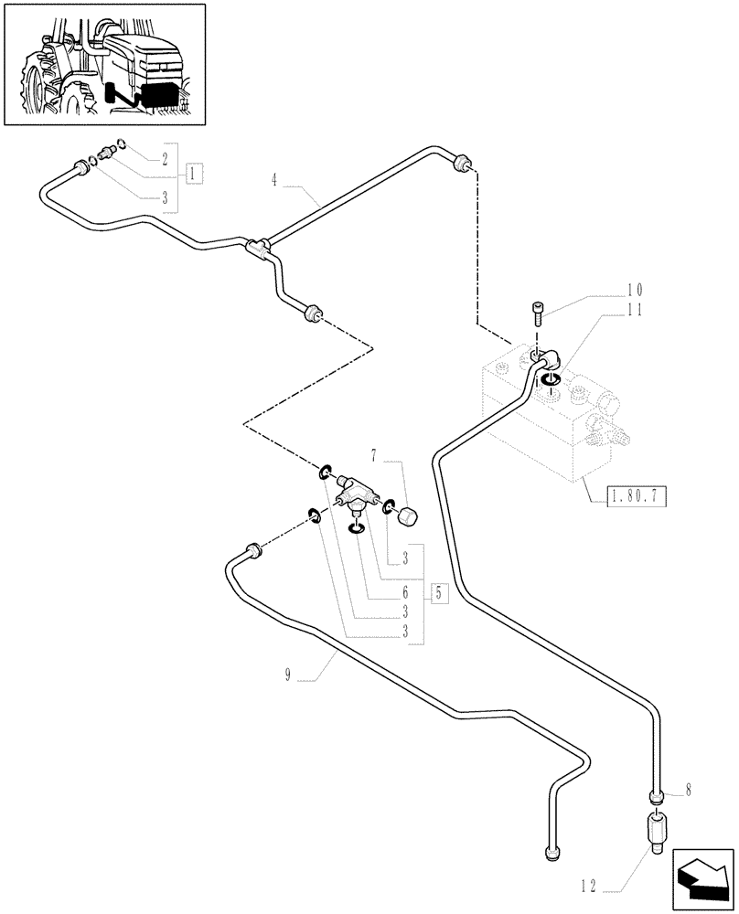 Схема запчастей Case IH MAXXUM 100 - (1.29.7/11) - 63 L/MIN FIXED DISPLACEMENT PUMP FOR EDC AND 24X24 - GEARBOX LUBRICATION PIPING (VAR.330824) (03) - TRANSMISSION