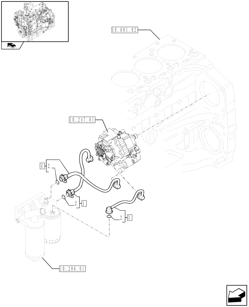 Схема запчастей Case IH F4DFE613C A005 - (10.218.04) - PIPING - FUEL (10) - ENGINE