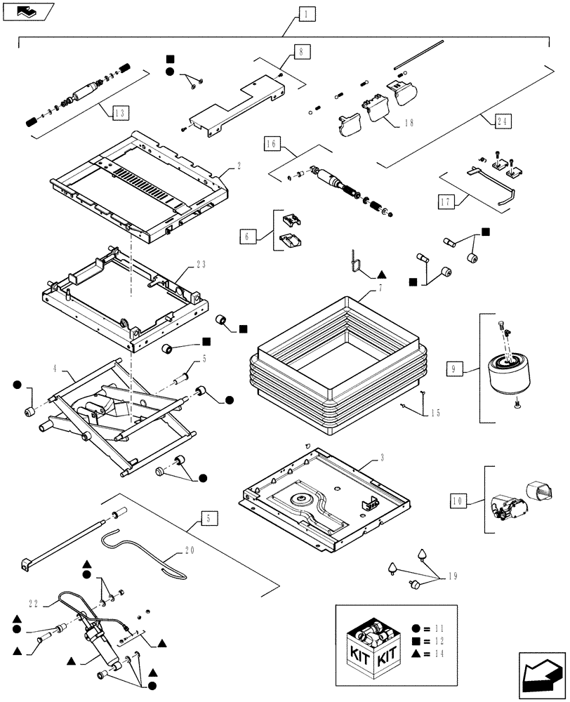 Схема запчастей Case IH MAGNUM 255 - (09-28) - SUSPENSION ASSEMBLY - SEAT (09) - CHASSIS/ATTACHMENTS