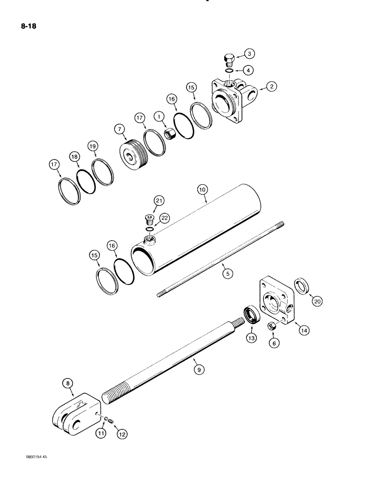 Схема запчастей Case IH 596 - (8-18) - TRANSPORT MASTER CYLINDER - 1282327C92, CYLINDER PART NUMBER IS STAMPED ON THE TUBE (08) - HYDRAULICS