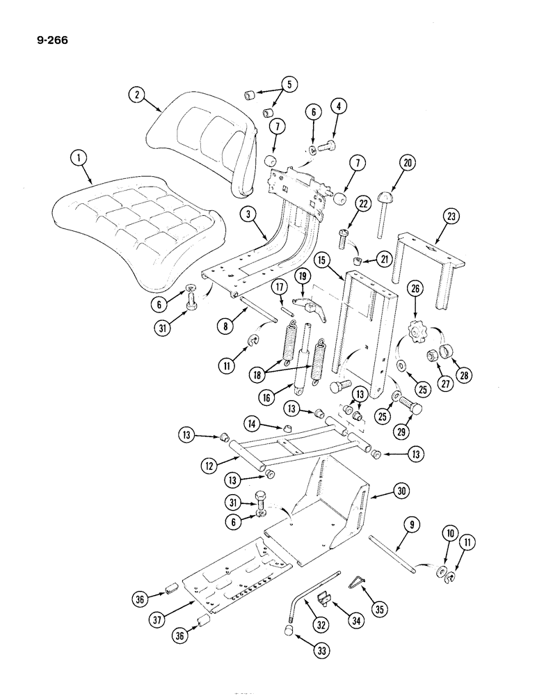 Схема запчастей Case IH 1194 - (9-266) - SEAT ASSEMBLY K307863, TRACTORS WITHOUT CAB (09) - CHASSIS/ATTACHMENTS