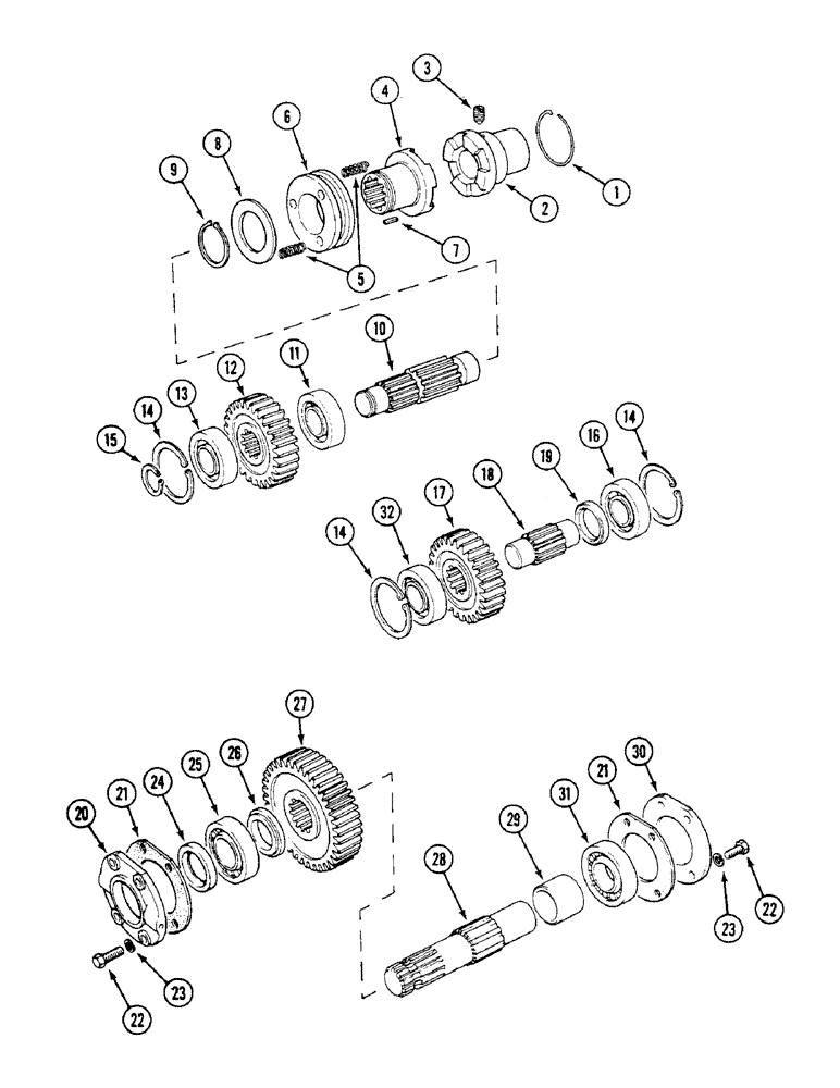 Схема запчастей Case IH 1294 - (6-168) - TRANSFER GEARBOX GEARS AND SHAFTS - MFD (06) - POWER TRAIN