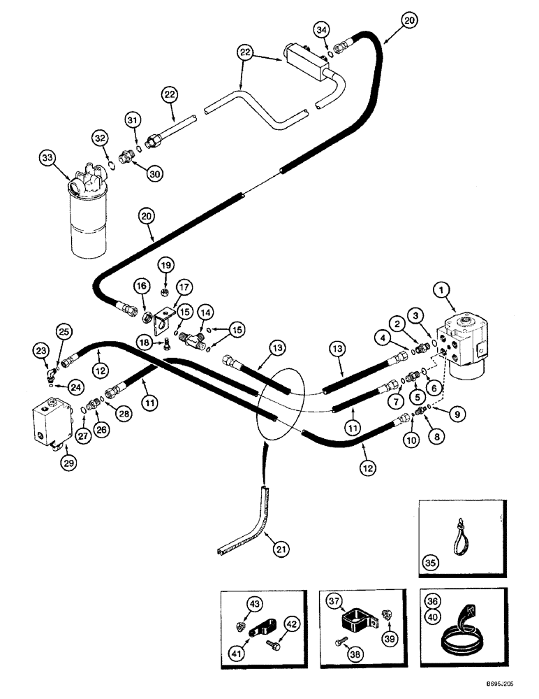 Схема запчастей Case IH 2188 - (5-04) - POWER STEERING SYSTEM, SUPPLY AND RETURN (04) - STEERING