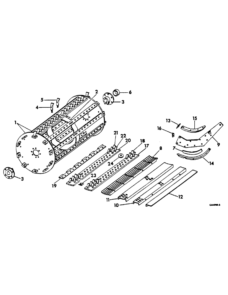 Схема запчастей Case IH 615 - (21-05) - THRESHING CYLINDER AND CONCAVE, CYLINDER, SPIKE TOOTH (14) - THRESHING