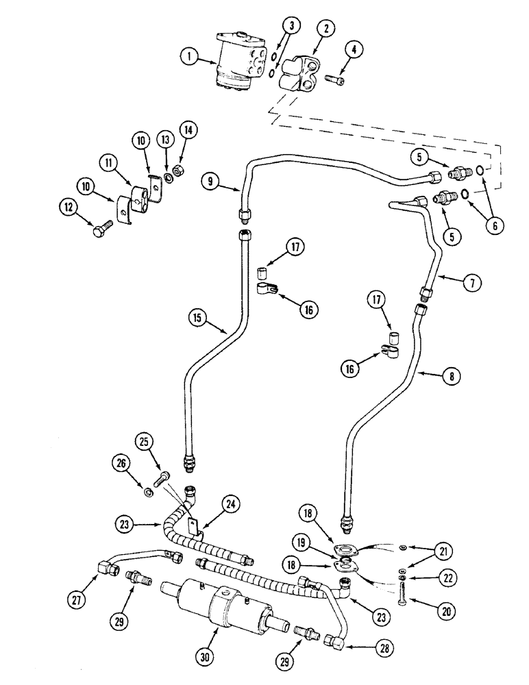 Схема запчастей Case IH 1494 - (5-118) - STEERING CYLINDER AND TUBES, TWO WHEEL DRIVE TRACTORS WITH CAB (05) - STEERING