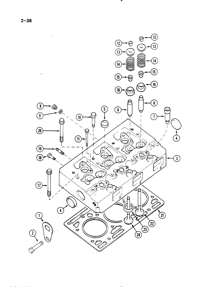 Схема запчастей Case IH 485 - (2-038) - CYLINDER HEAD (02) - ENGINE