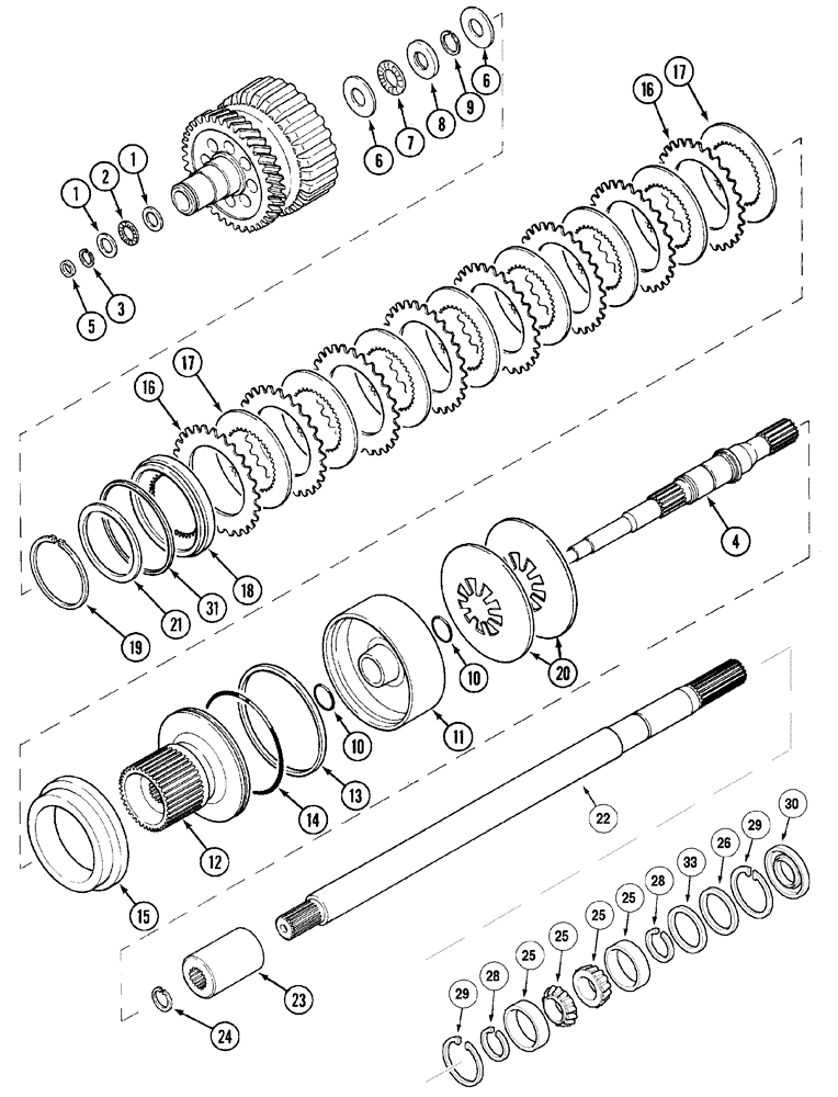 Схема запчастей Case IH MX80C - (06-34) - M.F.D. CLUTCH AND DRIVE SHAFTS, MX90C, MX100C (06) - POWER TRAIN