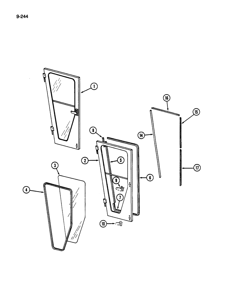 Схема запчастей Case IH 1822 - (9-244) - CAB DOOR (10) - CAB & AIR CONDITIONING