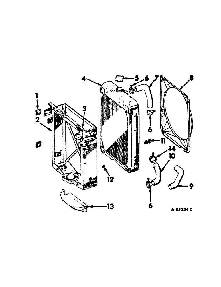 Схема запчастей Case IH 560 - (073[A]) - COOLING SYSTEM, RADIATOR AND CONNECTIONS, 560 SERIES COOLING SYSTEM