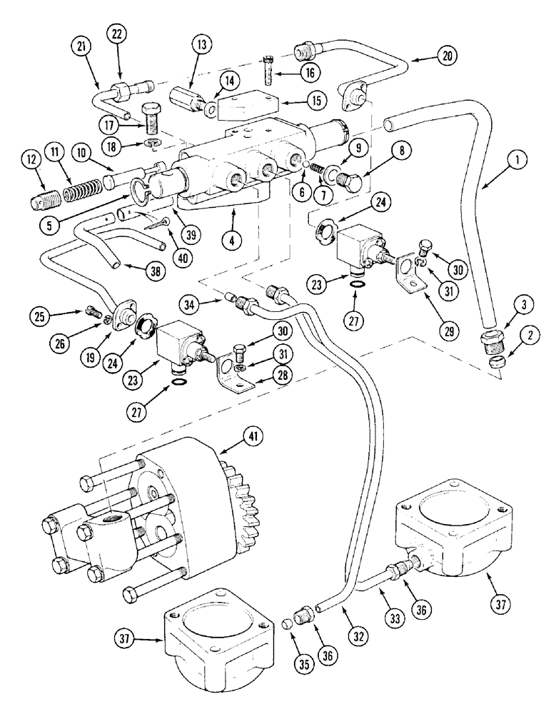 Схема запчастей Case IH 1394 - (6-230) - CONTROL VALVES AND TUBES, POWER SHIFT (06) - POWER TRAIN