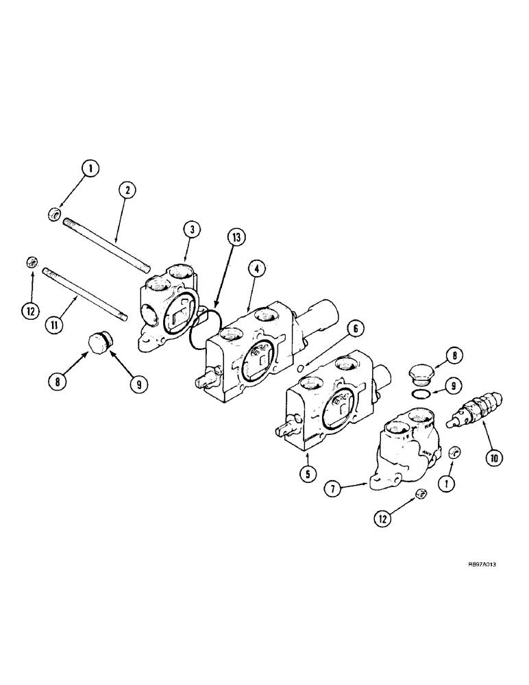 Схема запчастей Case IH L550 - (8-062) - CONTROL VALVE - 2 FUNCTION (MX80 - MX100C) (08) - HYDRAULICS