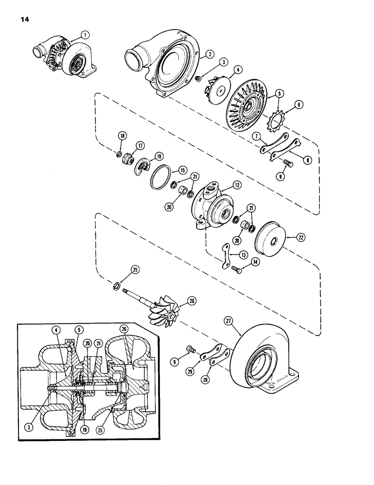 Схема запчастей Case IH 504DTI - (014) - TURBOCHARGER, ENGINE LESS FUEL DEVICE, 504DTI AND 504DT DIESEL ENGINES (10) - ENGINE