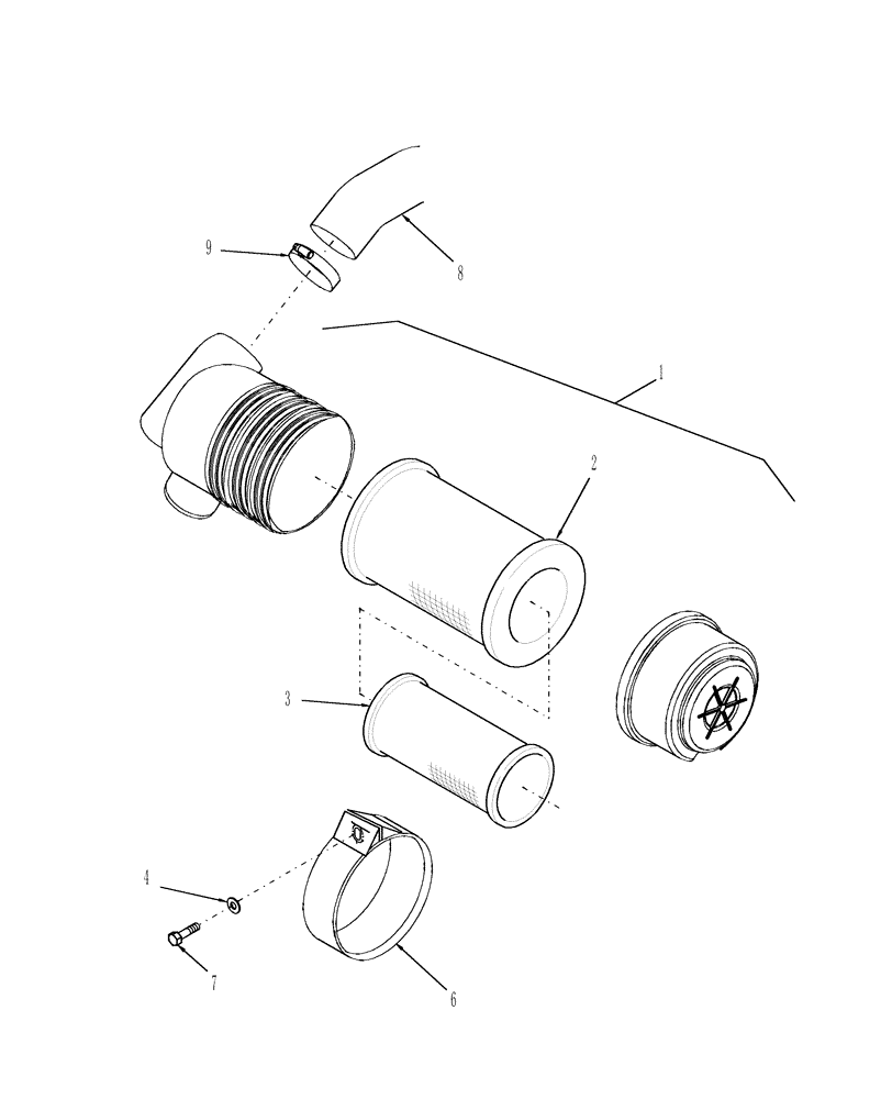 Схема запчастей Case IH DX48 - (02.02) - AIR CLEANER (02) - ENGINE EQUIPMENT