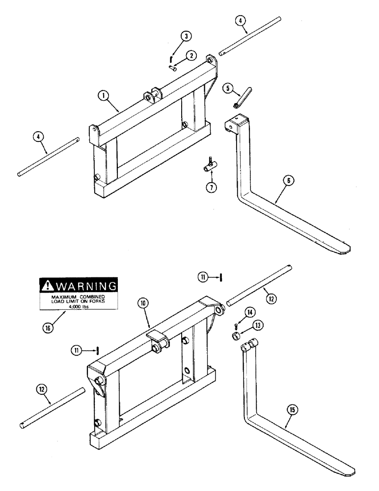 Схема запчастей Case IH 60 - (58) - FORK LIFT ATTACHMENT, FORK LIFT ATTACHMENT (82) - FRONT LOADER & BUCKET