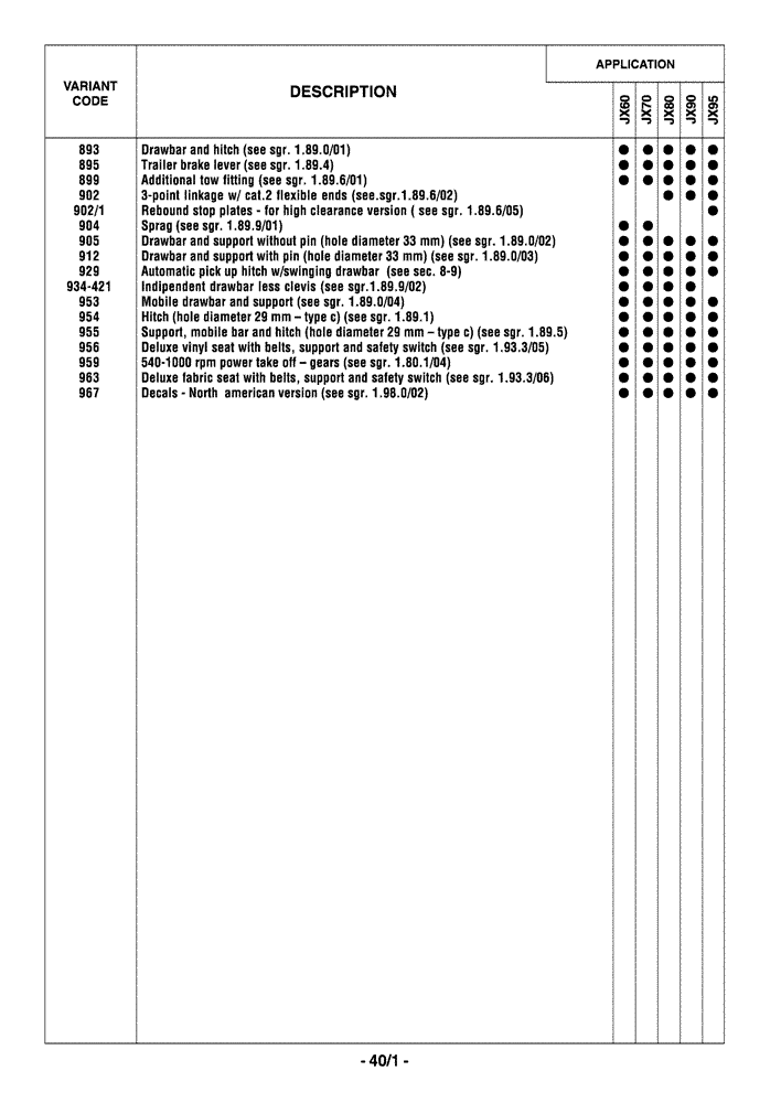 Схема запчастей Case IH JX80 - (0.01.0[02]) - OPTIONAL EQUIPMENT (00) - GENERAL