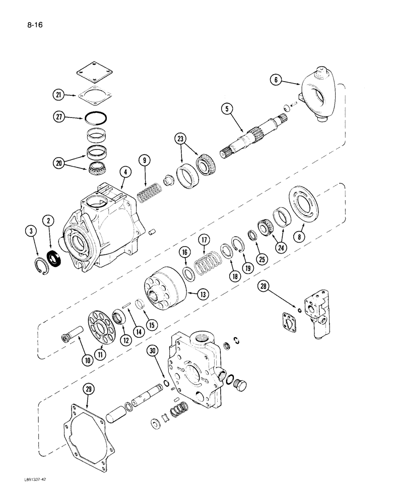 Схема запчастей Case IH 1844 - (8-16) - HYDRAULIC PUMP (07) - HYDRAULICS