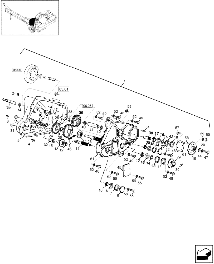 Схема запчастей Case IH FHX300 - (03.03) - GEARBOX, REVERSING (03) - MAIN GEARBOX