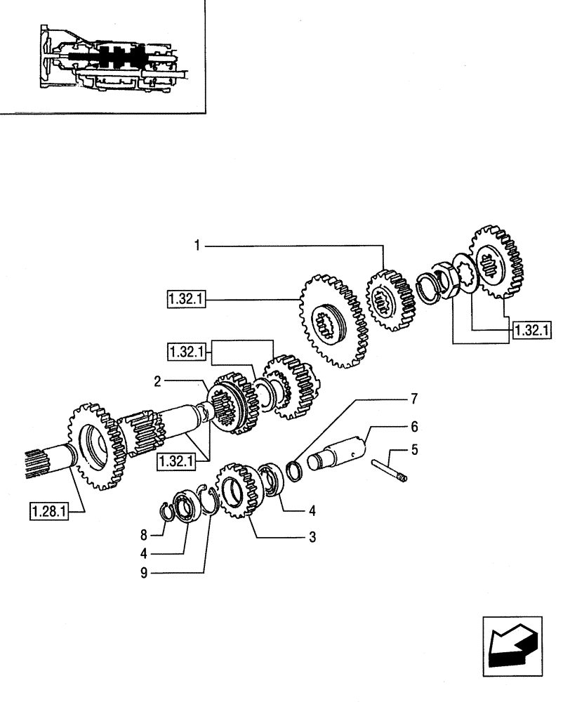 Схема запчастей Case IH JX90 - (1.28.1/01[02]) - (VAR.116) GEARBOX - 12+4 SYNCHRO AND SHAFT (03) - TRANSMISSION