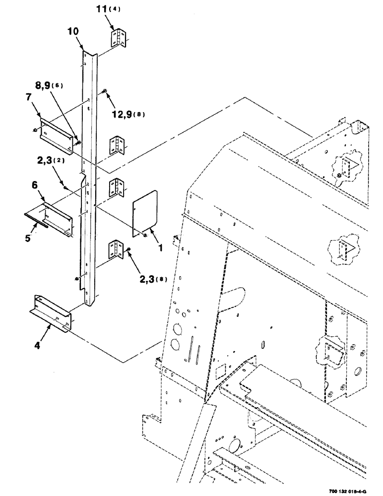 Схема запчастей Case IH 8435 - (7-24) - SHIELD SUPPORT AND HINGE ASSEMBLIES, RIGHT (12) - MAIN FRAME