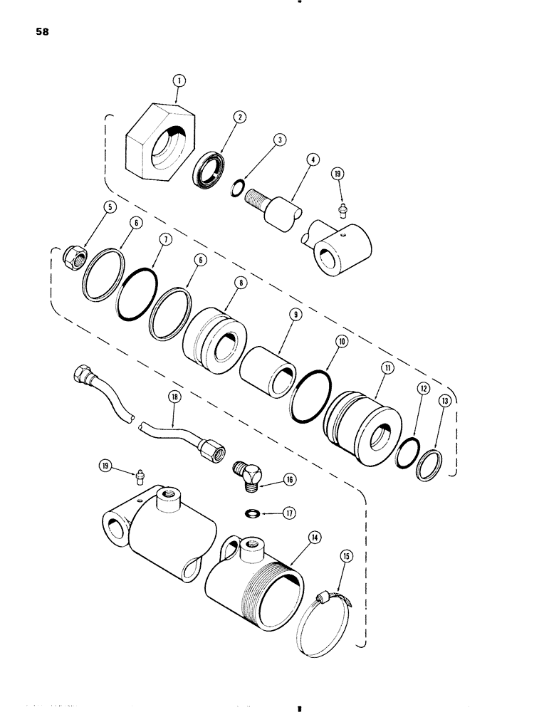 Схема запчастей Case IH 70 - (58) - LIFT CYLINDER, 70L, 70S AND 70U, USED BEFORE SN 1610126 (35) - HYDRAULIC SYSTEMS