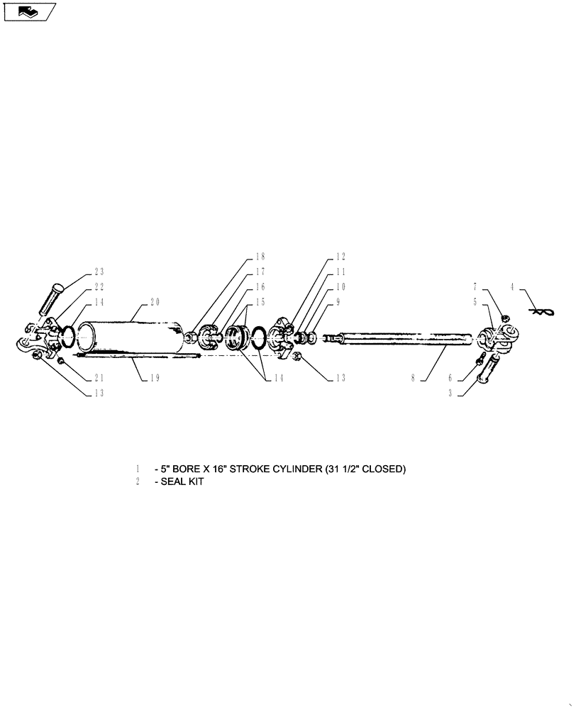 Схема запчастей Case IH TURBO-TIGER - (35.100.07) - HYDRAULIC CYLINDER ASSEMBLY (5" X 16" CYLINDER) (35) - HYDRAULIC SYSTEMS