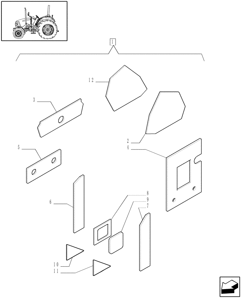 Схема запчастей Case IH JX95 - (1.92.87/07) - (VAR.945) NOISE AND HEAT REDUCTION PACKAGE - INSULATORS - L/CAB (10) - OPERATORS PLATFORM/CAB