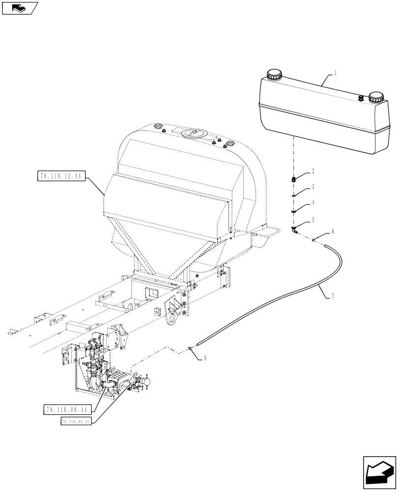 Схема запчастей Case IH 810 - (78.110.21.AA) - HAND RINSE PLUMBING (78) - SPRAYING