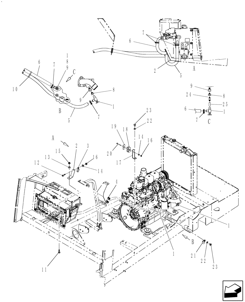 Схема запчастей Case IH WD2303 - (10.16) - HEATER LINES (10) - CAB