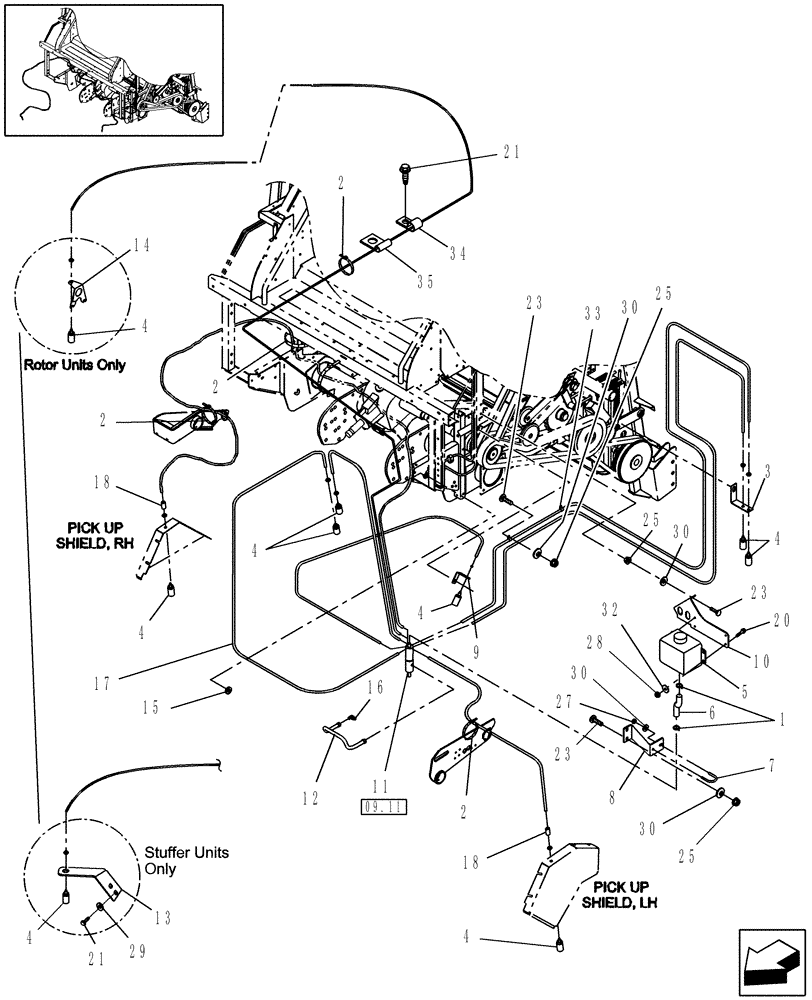 Схема запчастей Case IH RB454 - (09.10) - LUBRICATION OILER, EUROPE & R.O.W. (09) - LUBRICATION