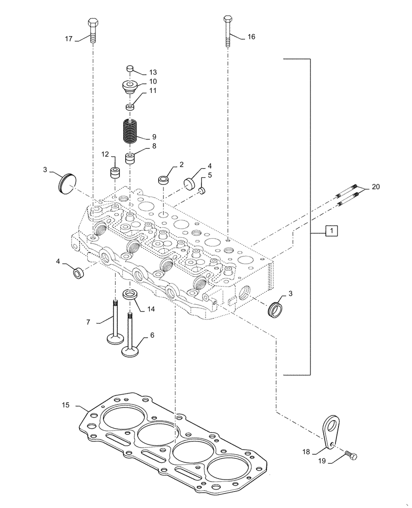 Схема запчастей Case IH 410 - (02-08) - CYLINDER HEAD (02) - ENGINE