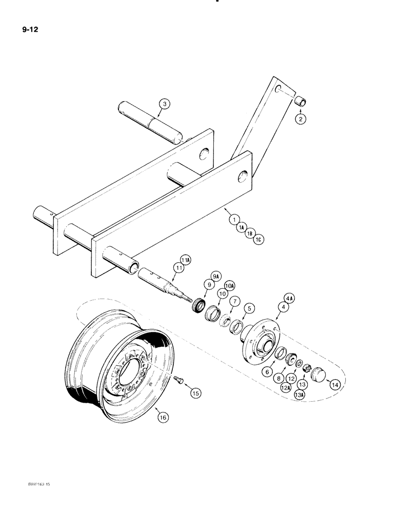 Схема запчастей Case IH 596 - (9-12) - WHEEL AXLE - WING FRAME (09) - CHASSIS/ATTACHMENTS