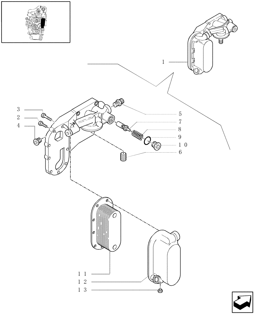 Схема запчастей Case IH WDX2302 - (01.14[01.2]) - CRANKCASE OIL COOLER (01) - ENGINE