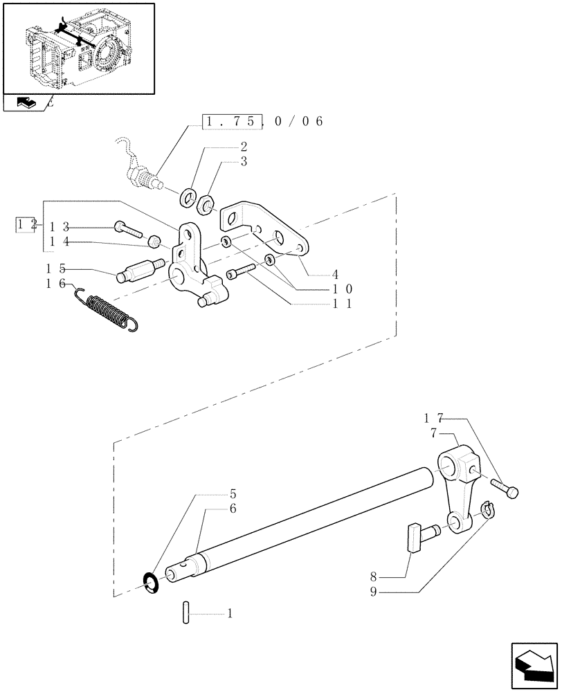 Схема запчастей Case IH MAXXUM 130 - (1.80.1/04[02]) - GROUND SPEED PTO FOR SPS TRANSMISSION - LEVERS AND RELATED PARTS (VAR.332802) (07) - HYDRAULIC SYSTEM