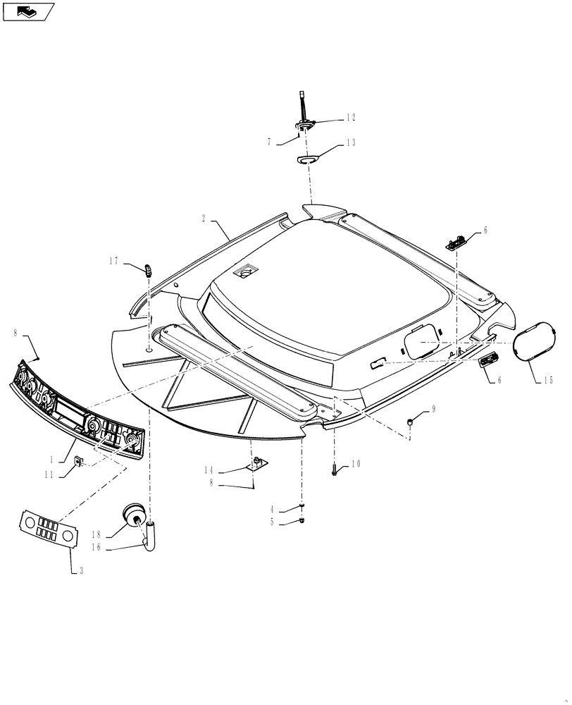 Схема запчастей Case IH 4420 - (01-003[01]) - CONSOLE ASSEMBLY, OVERHEAD Cab Interior