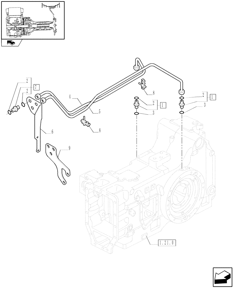 Схема запчастей Case IH PUMA 125 - (1.68.5[01]) - BRAKE PIPING - C5833 (05) - REAR AXLE