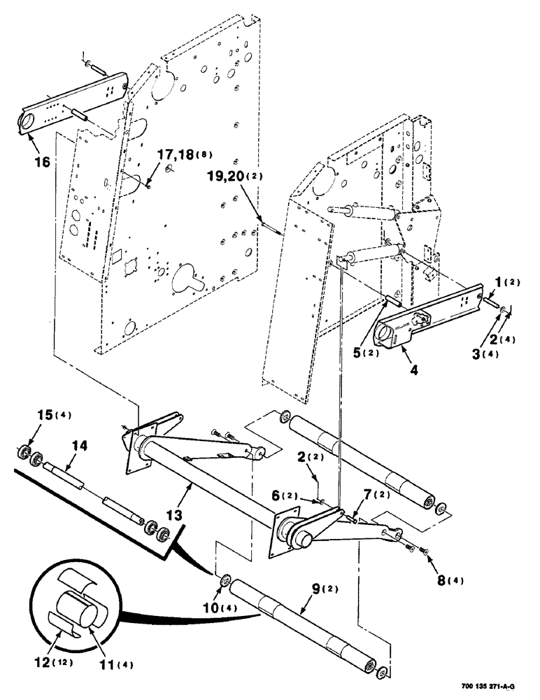 Схема запчастей Case IH 8435 - (6-12) - BALE TENSIONING ASSEMBLY, LOWER, SERIAL NUMBER CFH0124401 AND LATER (12) - MAIN FRAME