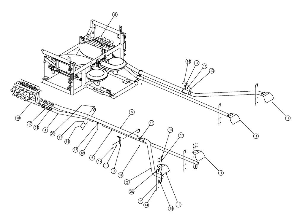 Схема запчастей Case IH FLX810 - (04-019) - TUBES GROUP, MID, 2.5”, 70’ Boom Group