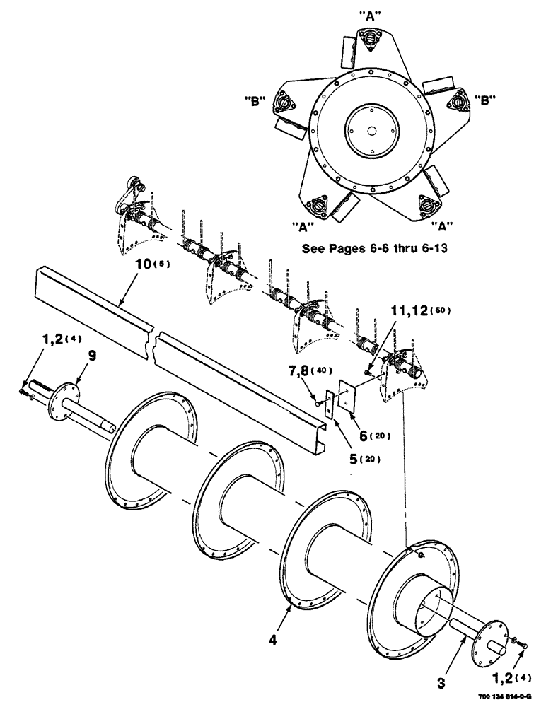 Схема запчастей Case IH 625 - (6-02) - REEL ASSEMBLY, 14 AND 16 FOOT (58) - ATTACHMENTS/HEADERS