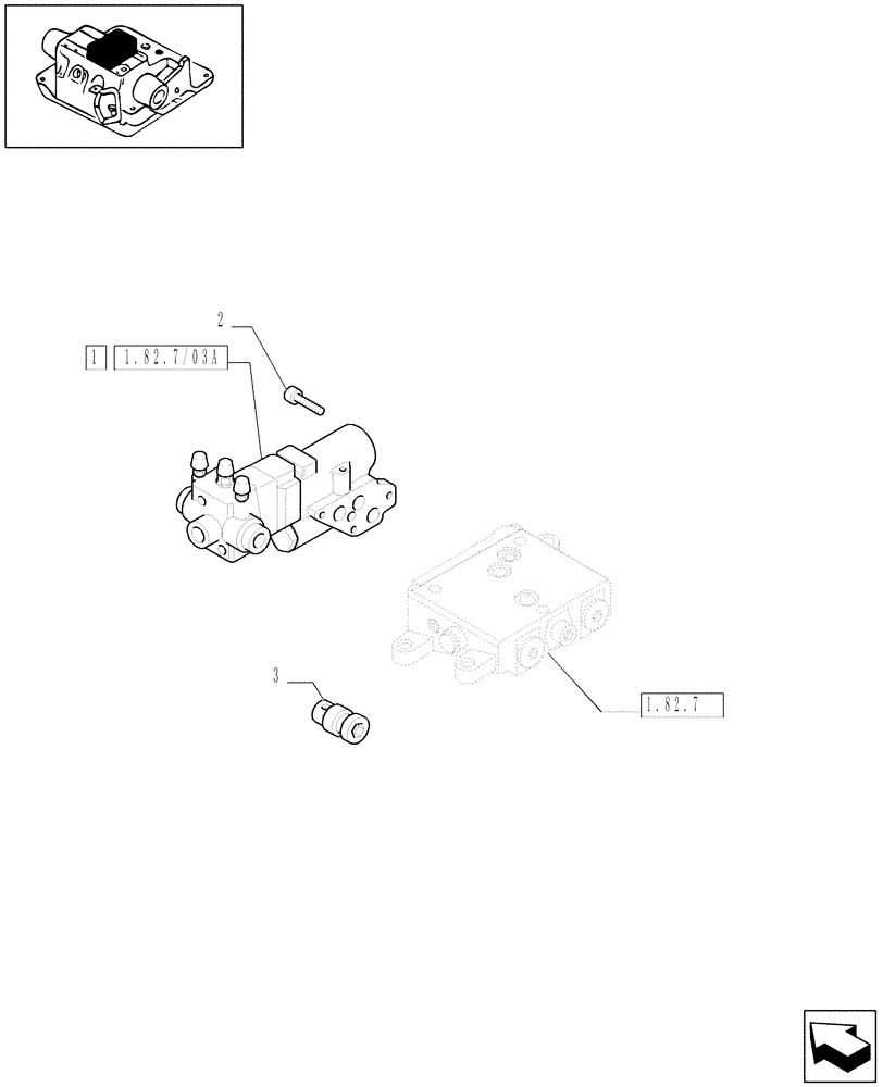 Схема запчастей Case IH MXU125 - (1.82.7/52[01]) - (VAR.370-372-418) TRAILER HYDRAULIC BRAKES VALVE AND ASSOCIATED PARTS (07) - HYDRAULIC SYSTEM